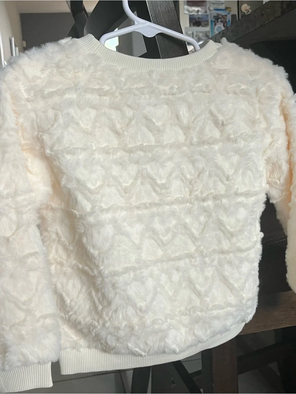 Juicy Couture Cream Fuzzy Heart Sweatshirt with Wine Ribbed Pants
